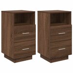 vidaXL Tables de chevet 2 Pièces avec 2 tiroirs chêne marron 36x36x68 cm