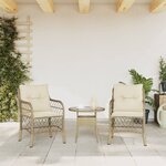vidaXL Chaises de jardin avec coussins lot de 2 beige résine tressée