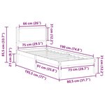 vidaXL Cadre de lit avec tête de lit Gris clair 80 x 190 cm Pin massif