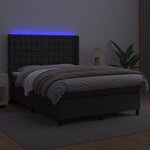 vidaXL Sommier à lattes de lit matelas LED Noir 140x190cm Similicuir