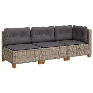 vidaXL Canapé de jardin avec coussins 3 places gris résine tressée