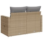 vidaXL Canapé de jardin avec coussins 2 places beige résine tressée