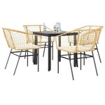 vidaXL Ensemble à manger jardin coussins 5Pièces marron poly rotin verre