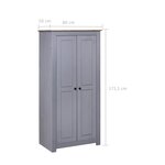 vidaXL Garde-robe Gris 80x50x171 5 cm Pin massif Assortiment Panama