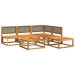 vidaXL Ensemble de canapés de jardin 6 pièces avec coussins en bois d'acacia et rotin