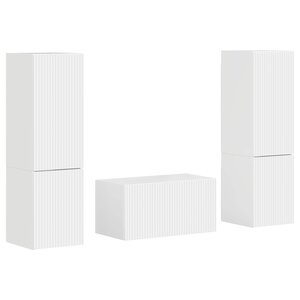 vidaXL Ensemble meuble TV 5 Pièces Blanc brillant Bois d'ingénierie