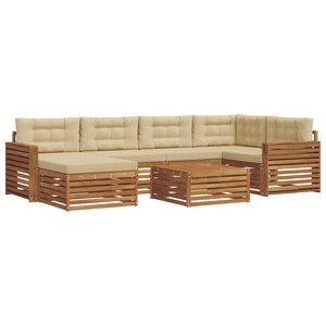 vidaXL Ensemble de canapés d'extérieur 7 pc Naturel et Beige