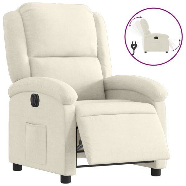 vidaXL Fauteuil inclinable électrique Crème Velours