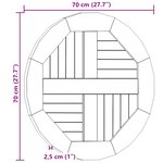vidaXL Dessus de table Bois de teck solide Rond 2 5 cm 70 cm