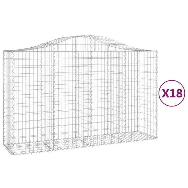 vidaXL Paniers à gabions arqués 18 Pièces 200x50x120/140 cm Fer galvanisé