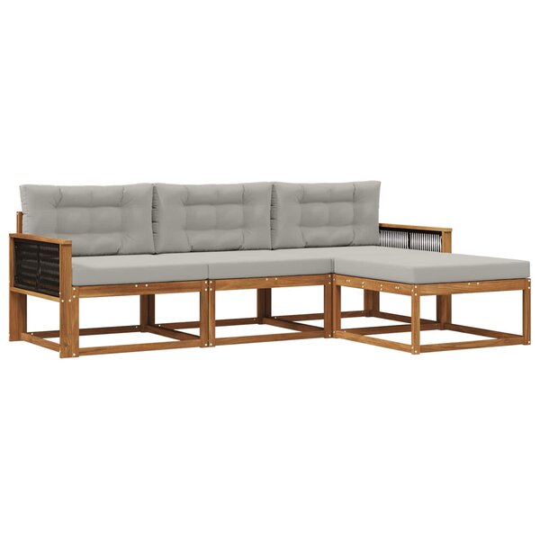 vidaXL Ensemble de canapés d'extérieur 4 pc Naturel et Gris clair