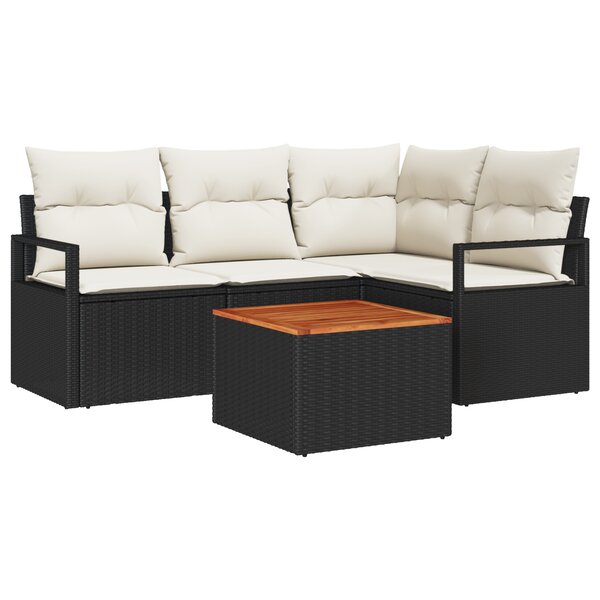 vidaXL Ensemble de Canapés de Jardin 5 Pièces Noir  blanc Moyen