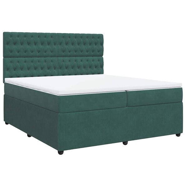 vidaXL Sommier à lattes de lit et matelas Vert foncé 200x200cm Velours