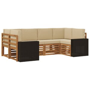 vidaXL Ensemble de canapé d'angle 6 Pièces Naturel et Beige Polyester
