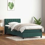 vidaXL Sommier à lattes de lit et matelas vert foncé 100x210cm velours