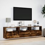vidaXL Meuble TV mural avec LED chêne fumé 180x31x45 cm
