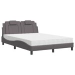 vidaXL Lit Viana avec matelas gris 140x200 cm similicuir