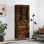 vidaXL Buffet haut Chêne fumé 69 5x34x180 cm Bois d'ingénierie