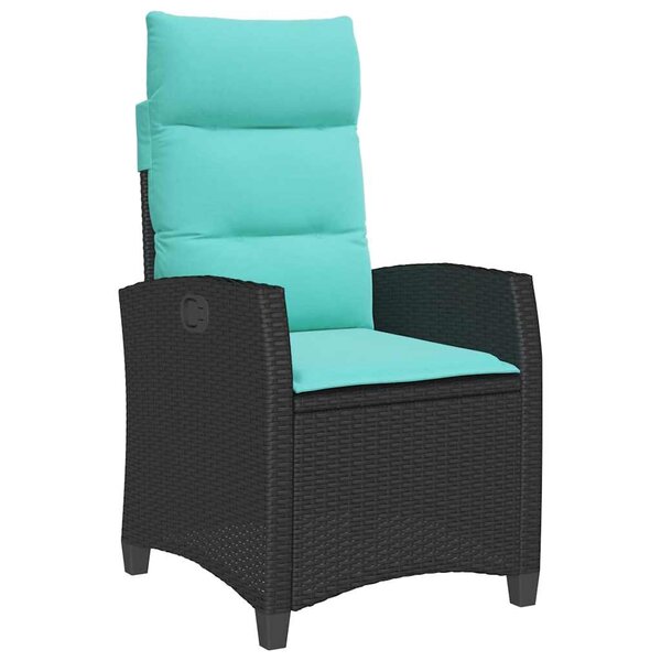 vidaXL Chaise de jardin inclinable avec table d'appoint noir polyrotin