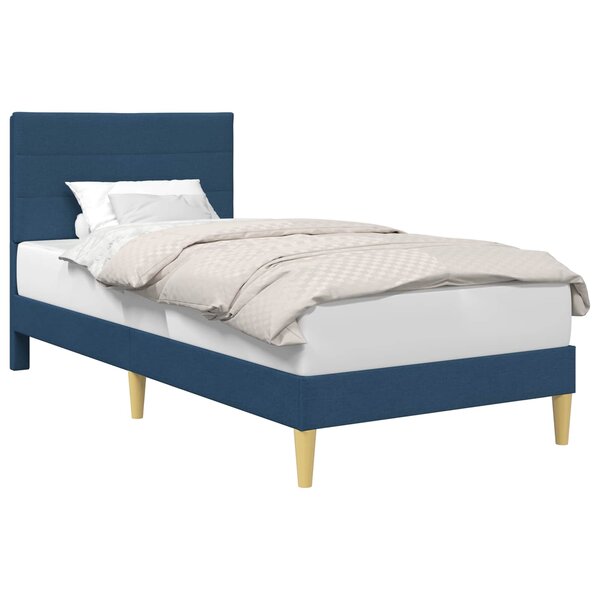 vidaXL Cadre de lit avec tête de lit Bleu 100 x 200 cm Tissu