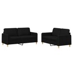 vidaXL Ensemble de canapés 2 Pièces avec coussins Noir Tissu