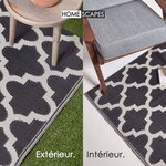 Tapis extérieur terrasse réversible - Tapis de jardin imperméable et résistant UV - Nola - Noir- 180x270 cm - HOMESCAPES