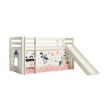 PINO Lit mezzanine avec toboggan + Rideau pour lit en 4 parties Princesse