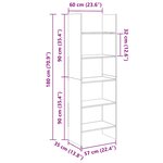vidaXL Bibliothèque Noir 60x35x180 cm Bois d’ingénierie