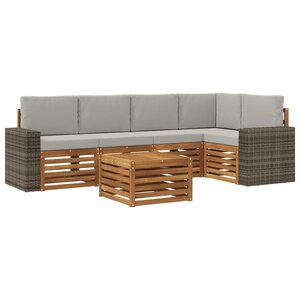 vidaXL Ensemble de canapé d'angle 6 Pièces Naturel et gris clair