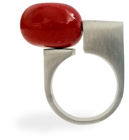 Bague céramique asymétrique Rouge