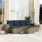 vidaXL Salon de jardin 7 Pièces avec coussins gris résine tressée
