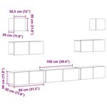 vidaXL Ensemble meuble TV 7 Pièces Chêne noir 100 x 30 x 30 cm