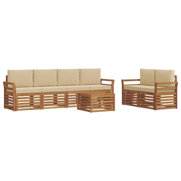 vidaXL Ensemble de canapés d'extérieur 7 pc Naturel et Beige