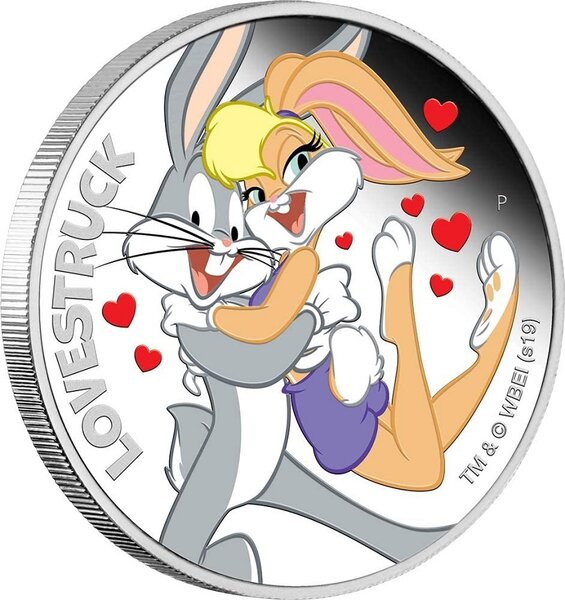 Pièce de monnaie 1 Dollar Tuvalu 2019 1 once argent BE – Bugs Bunny amoureux