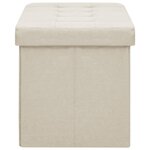 vidaXL Banc de rangement pliable Blanc crème Faux lin