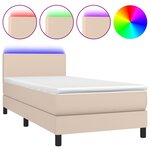 vidaXL Sommier à lattes de lit avec matelas et LED Cappuccino 90x200cm