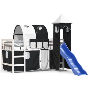 vidaXL Lit mezzanine enfants et tour sans matelas blanc noir 80x200cm