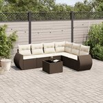 vidaXL Salon de jardin avec coussins 7 Pièces marron résine tressée