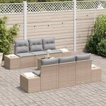 vidaXL Ensemble de canapé de jardin avec coussin 7 Pièces Beige polyrotin