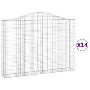 vidaXL Paniers à gabions arqués 14 Pièces 200x30x140/160 cm Fer galvanisé