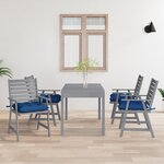 vidaXL Chaises à manger d'extérieur et coussins lot de 4 Acacia massif