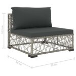 vidaXL Salon de jardin 8 Pièces avec coussins résine tressée gris