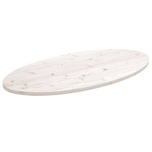 vidaXL Dessus de table blanc 100x50x2 5 cm bois de pin massif ovale
