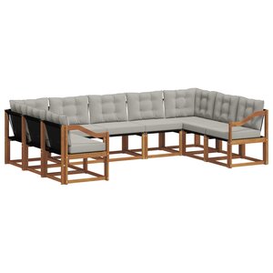 vidaXL Ensemble de canapés d'extérieur 9 pc Gris Naturel et Clair