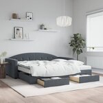 vidaXL Lit de jour et gigogne et tiroirs gris foncé 100x200 cm velours