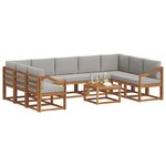 vidaXL Ensemble de canapés d'extérieur 10 Pièces Gris Naturel et Clair