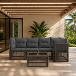 vidaXL Ensemble de canapé de jardin 6 pc Gris polyrotin
