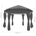 Vidaxl belvédère avec rideaux rond 3 5 x 2 7 m anthracite