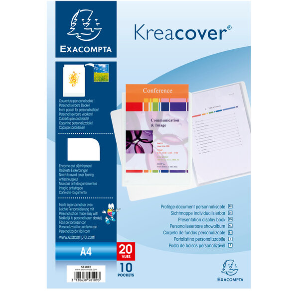Porte vues 20Vues PP0 8mm Krea Cover Blc EXACOMPTA