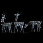 vidaXL Famille de rennes de Noël 270x7x90cm Argenté Blanc froid Maille